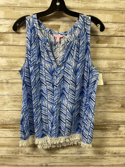 Top Sleeveless Designer By Lilly Pulitzer In Blue & White, Size:L