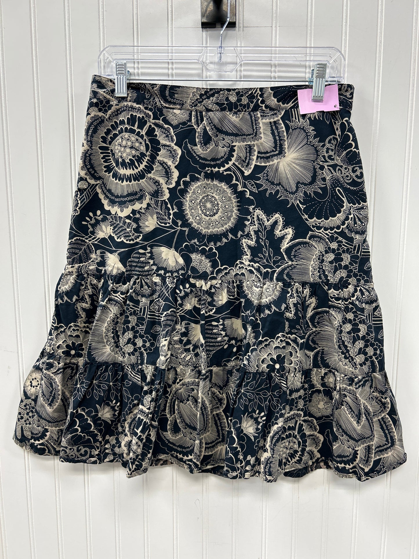 Skirt Midi By Ann Taylor In Blue & Cream, Size:6