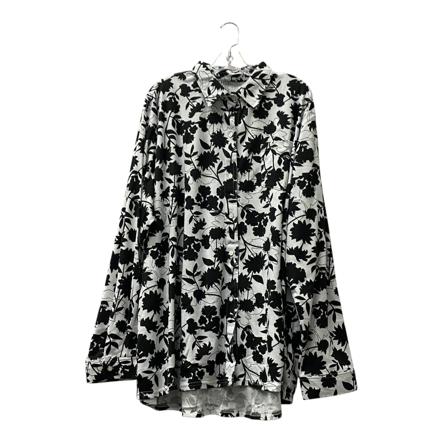 Blouse Ls By Hue In Black & White, Size:3X