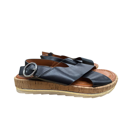 Sandals Heels Wedge By Nine West In Black, Size:7