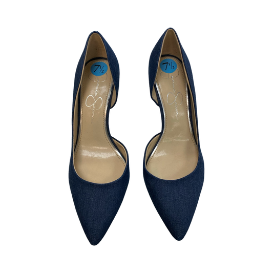 Shoes Heels Kitten By Jessica Simpson In Blue Denim, Size:7.5
