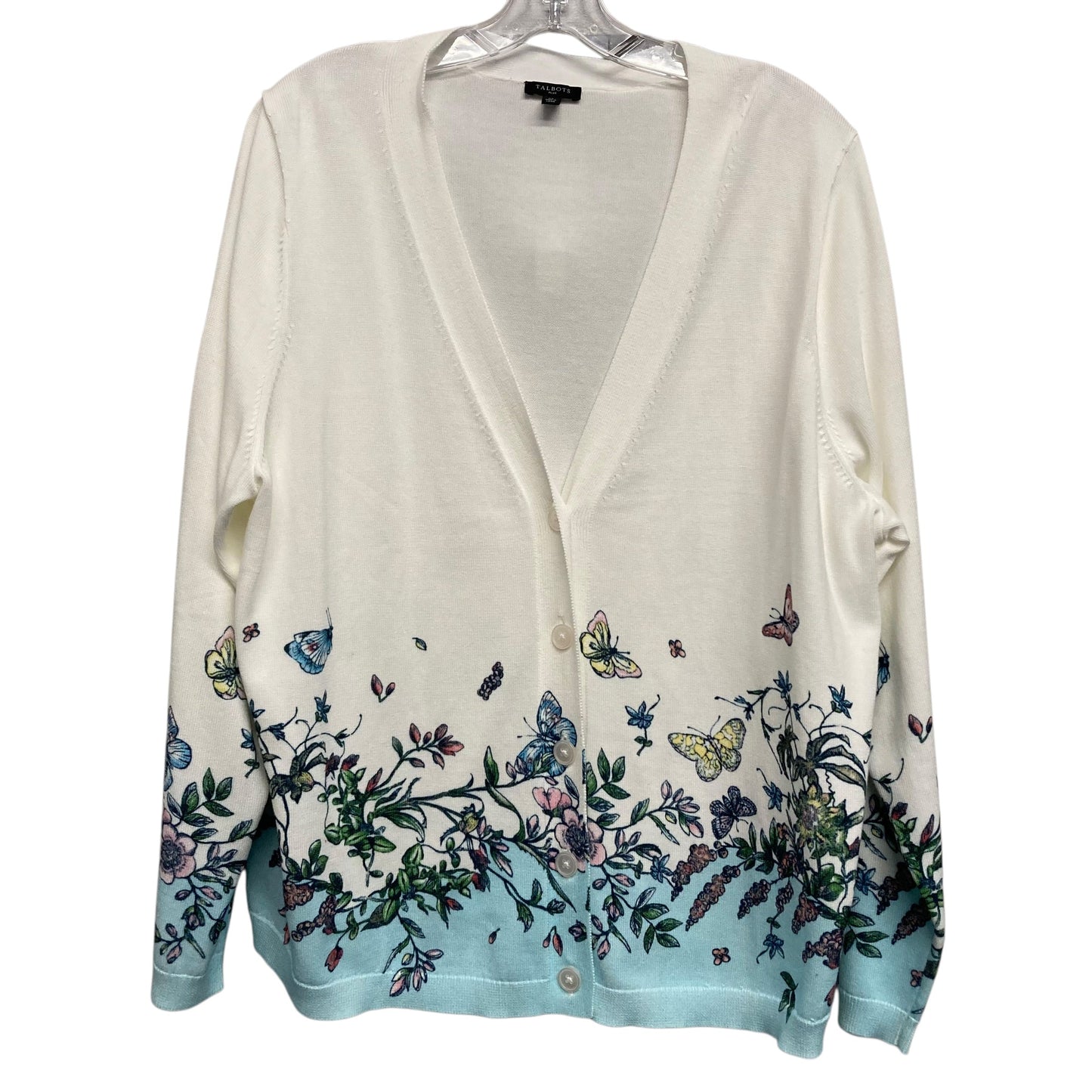 Sweater Cardigan By Talbots In White, Size:2X