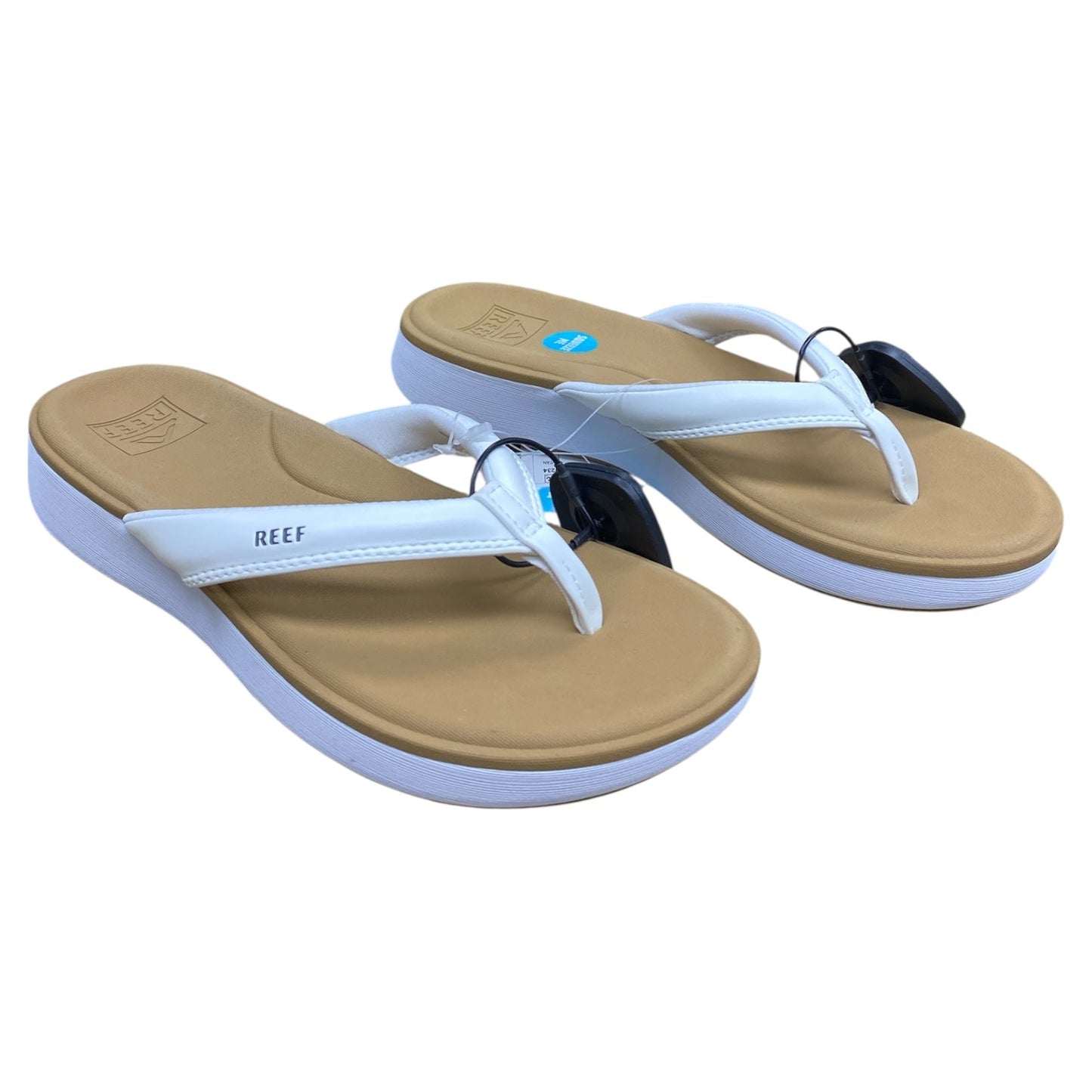 Sandals Flip Flops By Reef In Brown & White, Size:8