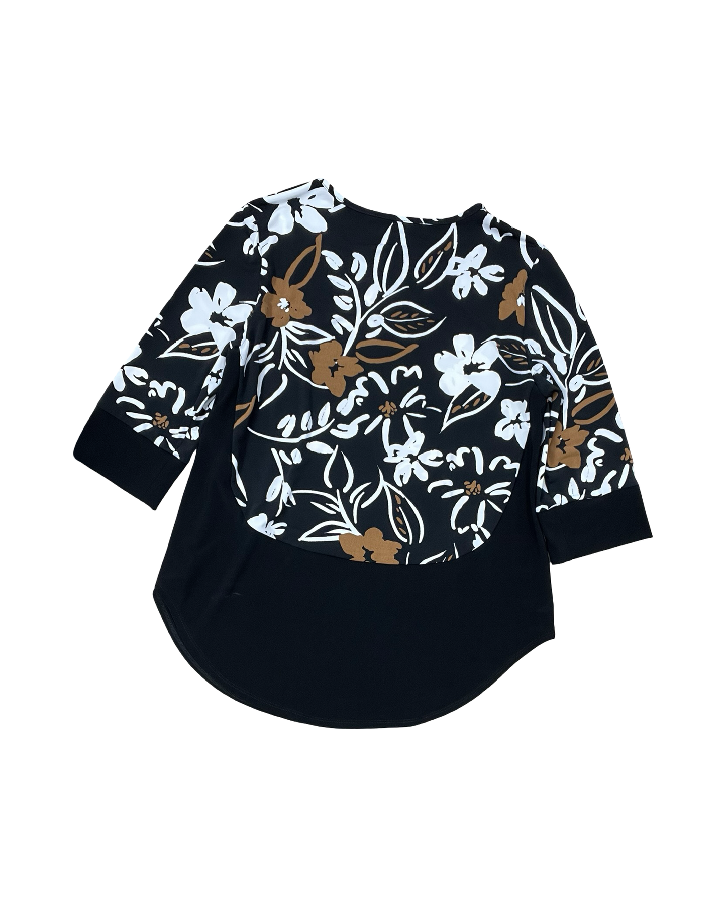 Top 3/4 Sleeve By Joseph Ribkoff In Black & Tan, Size:M