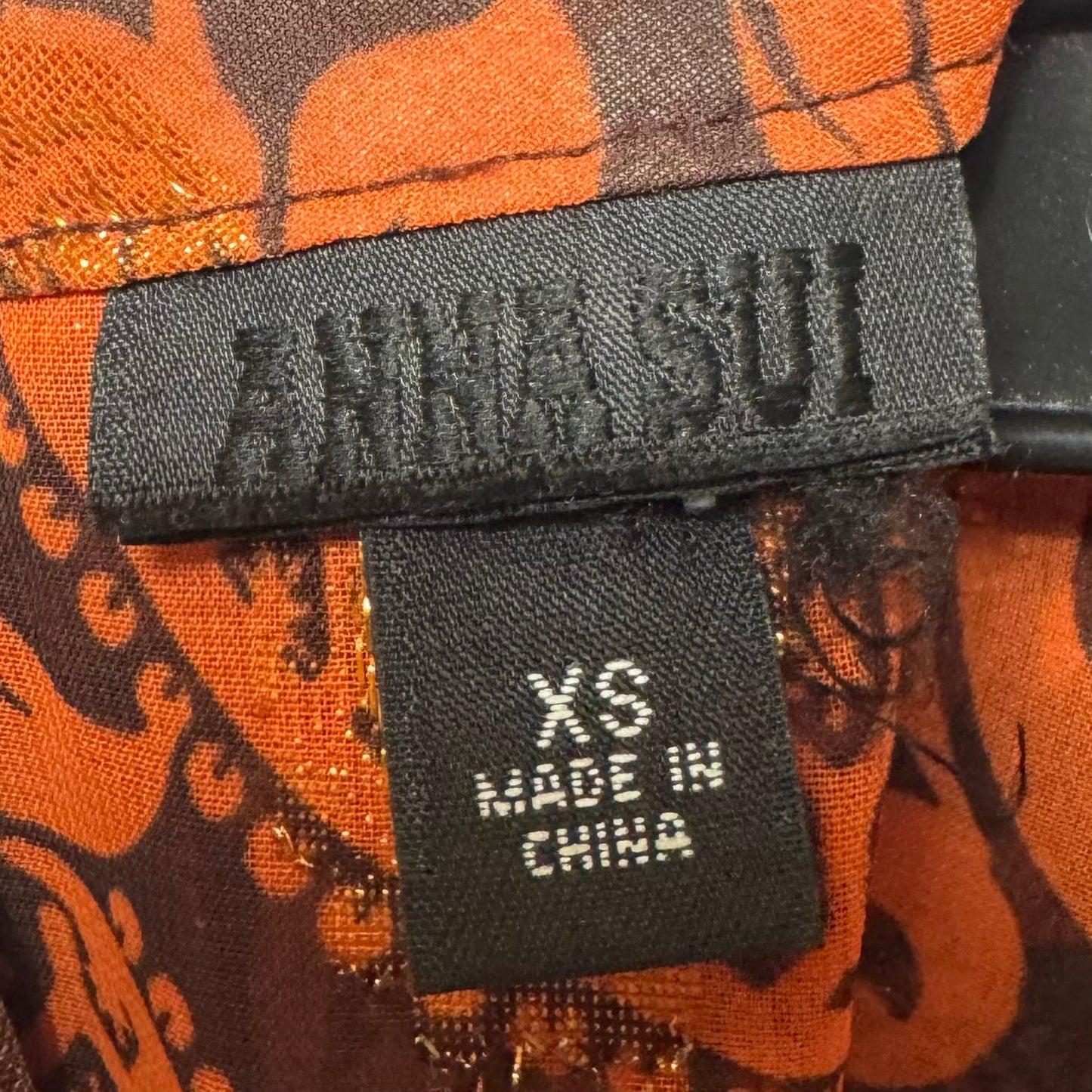 Metallic Burnout Sleeveless Blouse By Anna Sui In Orange, Size: XS