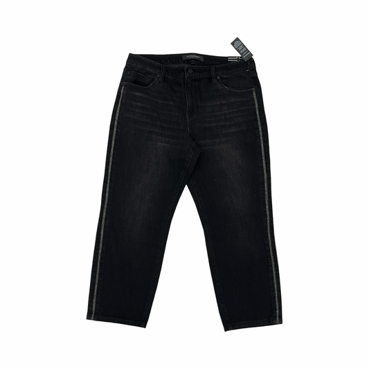 Jeans Straight By Liverpool In Black Denim, Size:12P