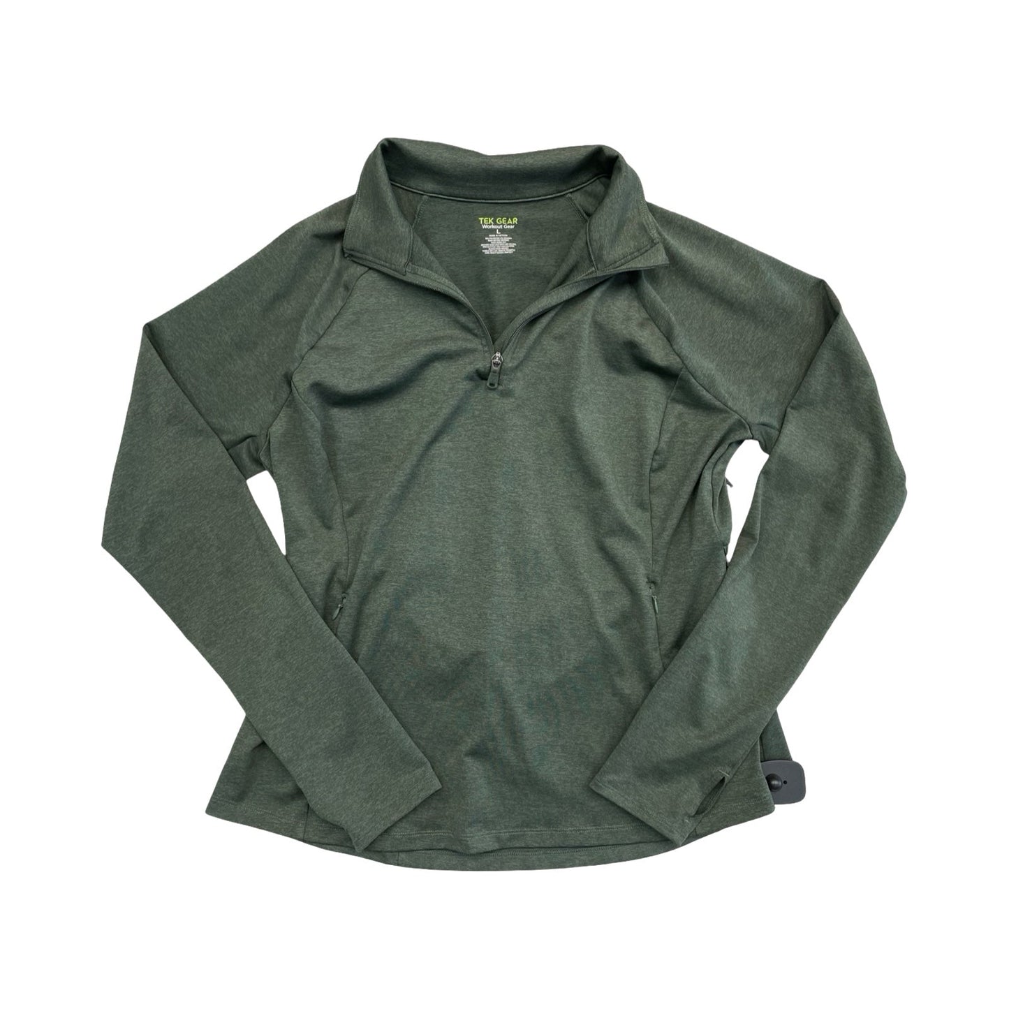 Athletic Top Ls Collar By Tek Gear In Green, Size:L
