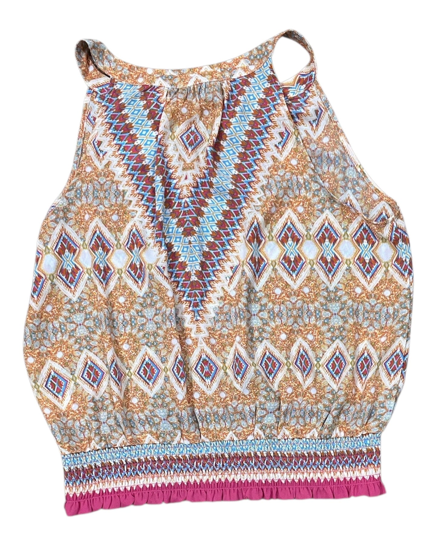 Top Sleeveless By Rose And Olive In Pink & Yellow, Size:Xl