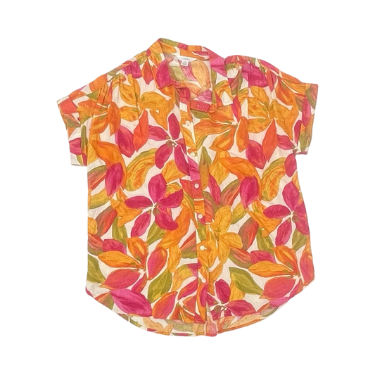 Blouse Ss By Time And Tru In Orange & Pink, Size:M