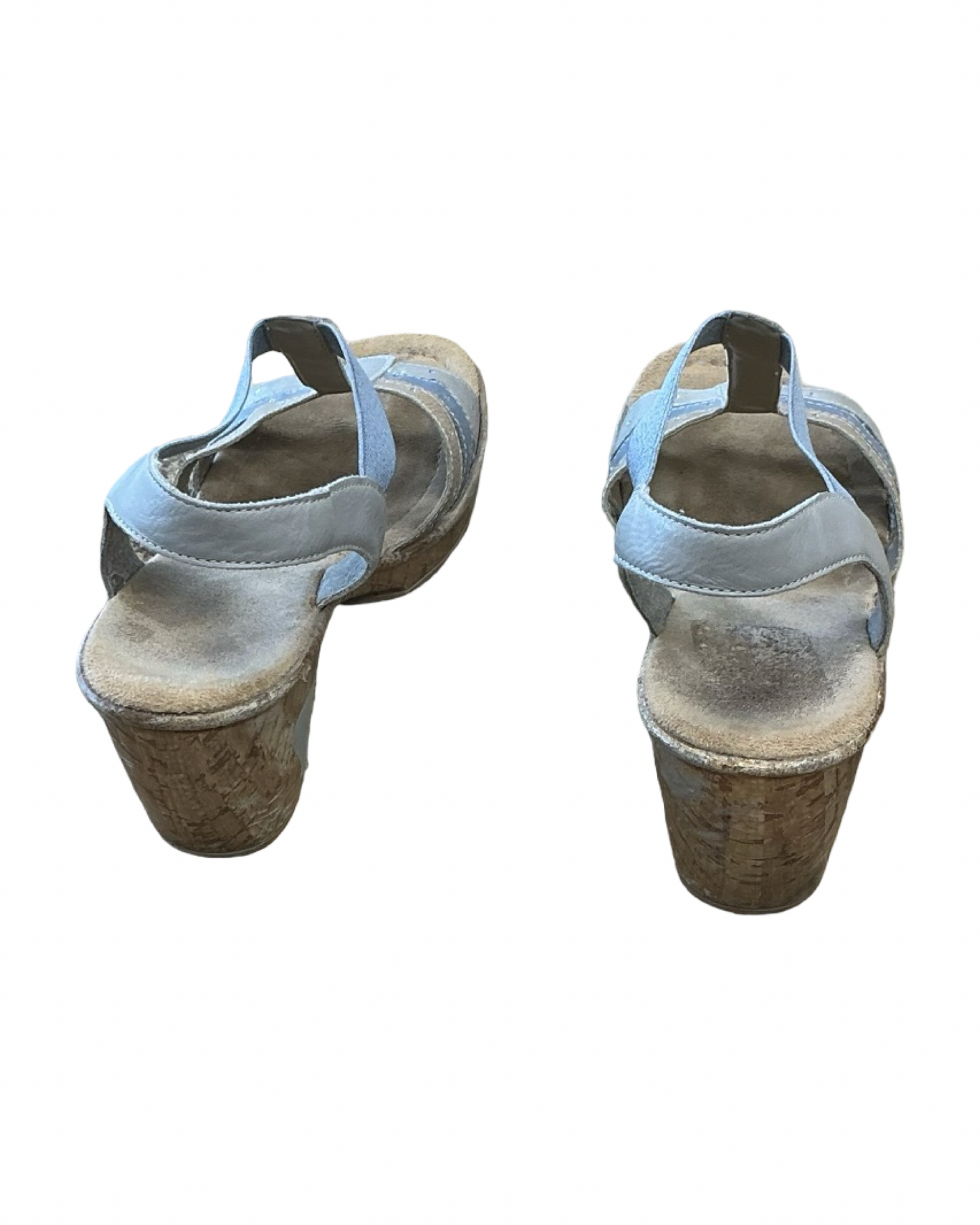 Sandals Heels Block By Riekers In Blue & Tan, Size:9.5