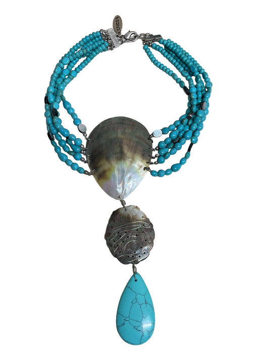 Necklace Statement By Chicos In Blue & Silver