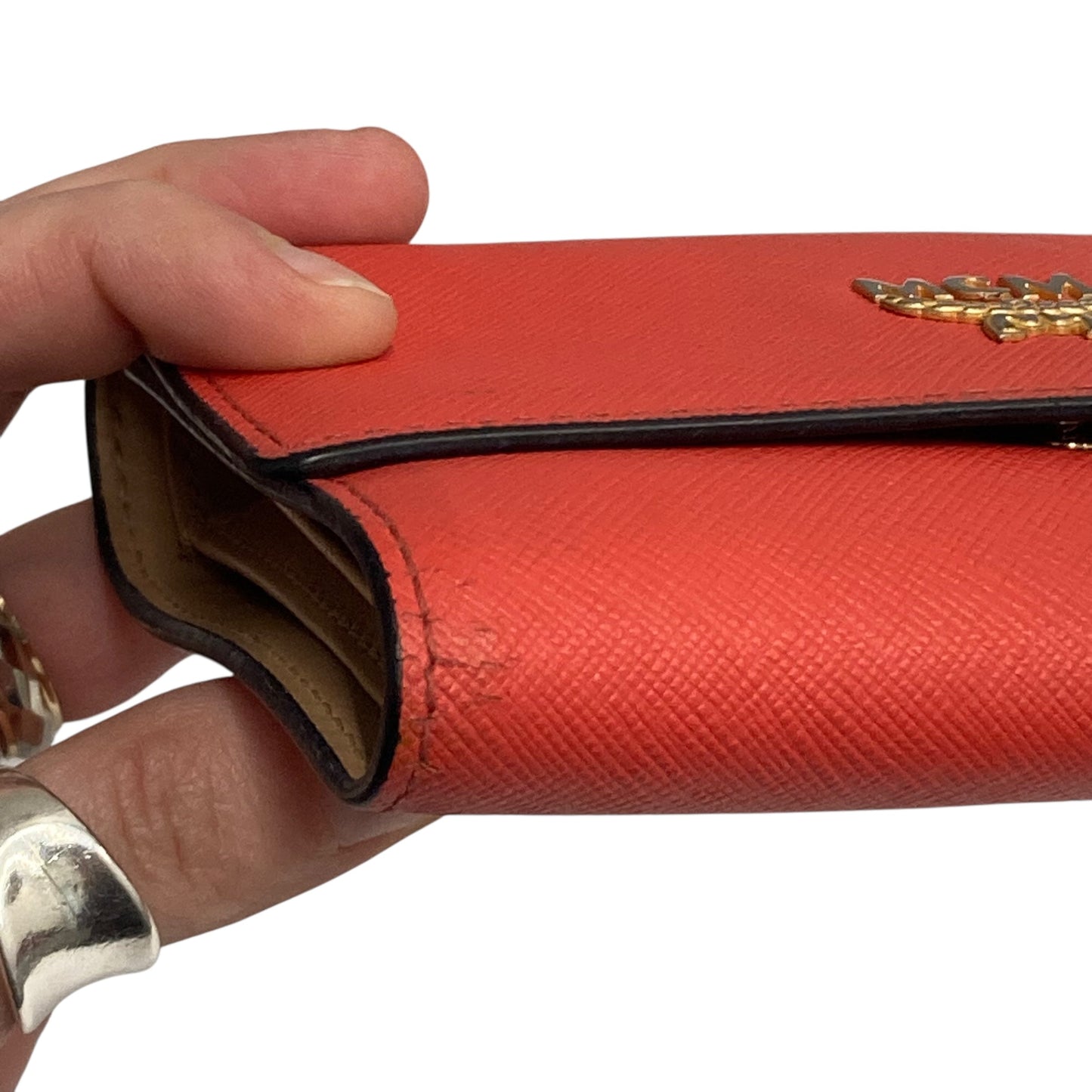 Wallet Luxury Designer By Mcm In Coral, Size:Medium