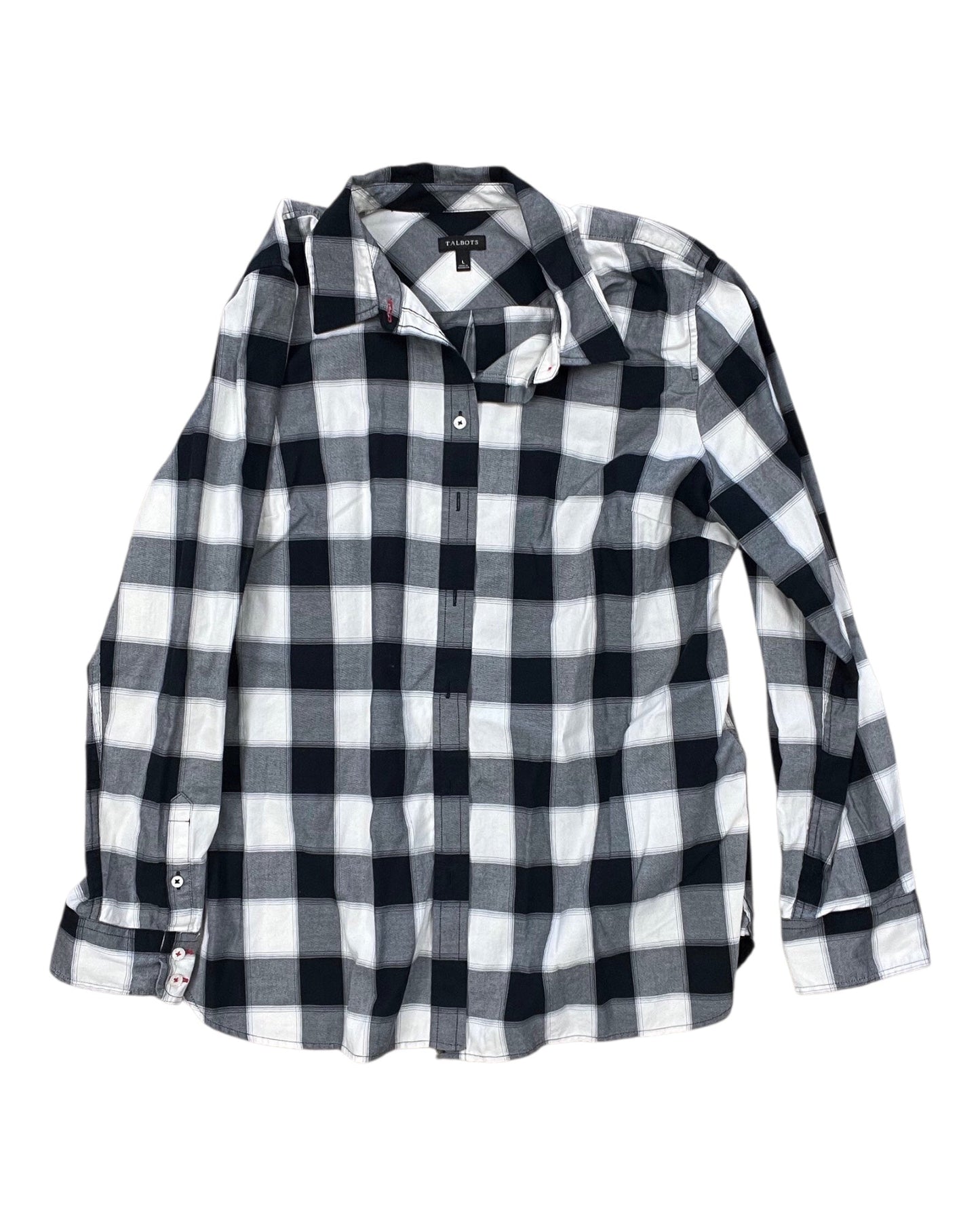 Blouse Ls By Talbots In Black & White, Size:L