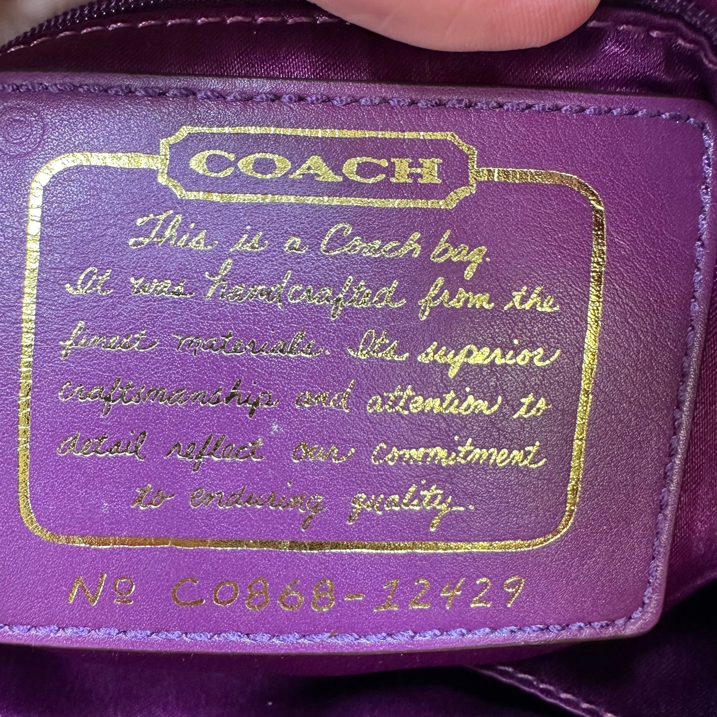 Handbag Designer By Coach, Size: Small