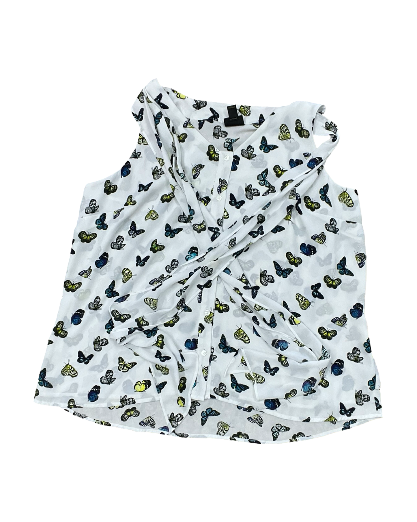Top Sleeveless By Worthington In Blue & White, Size:Xlp