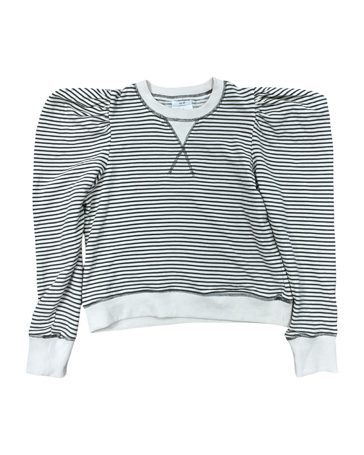 Sweatshirt Collar By By The River In Cream & Green, Size:M