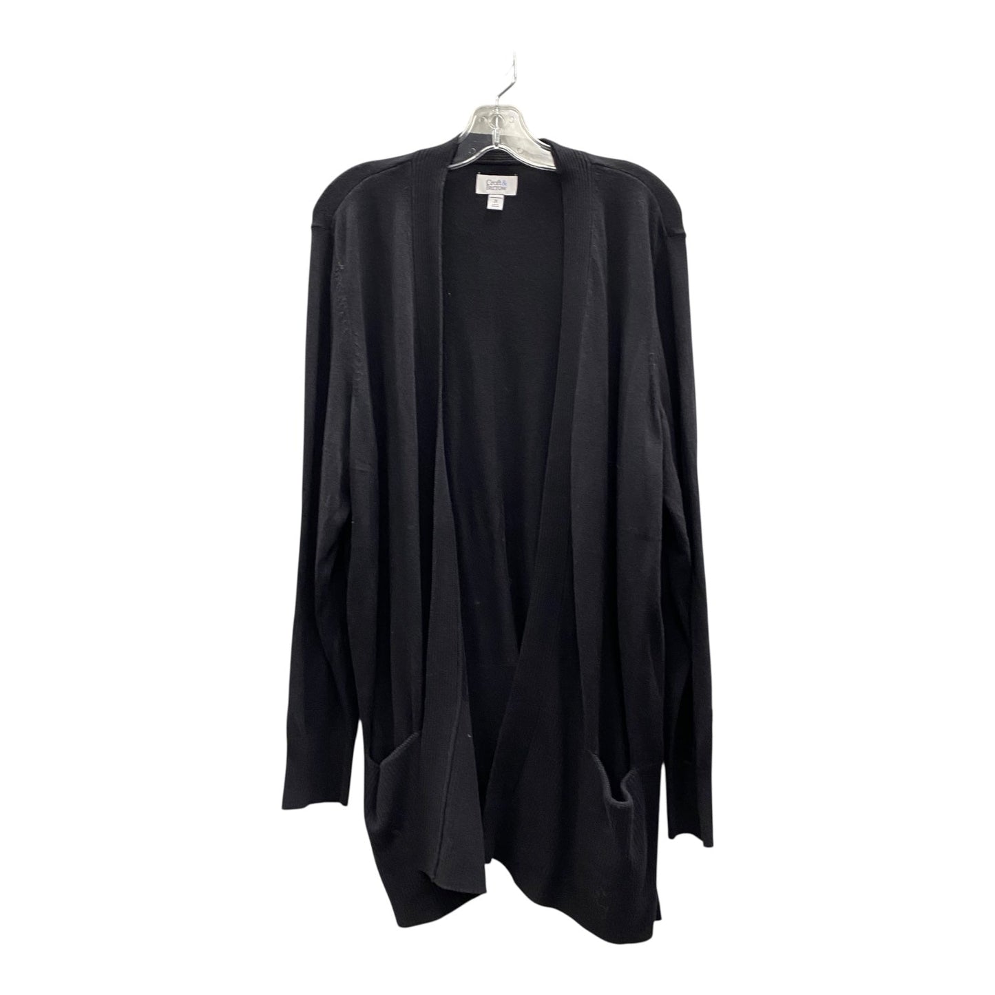 Sweater Cardigan By Croft And Barrow In Black, Size:2X