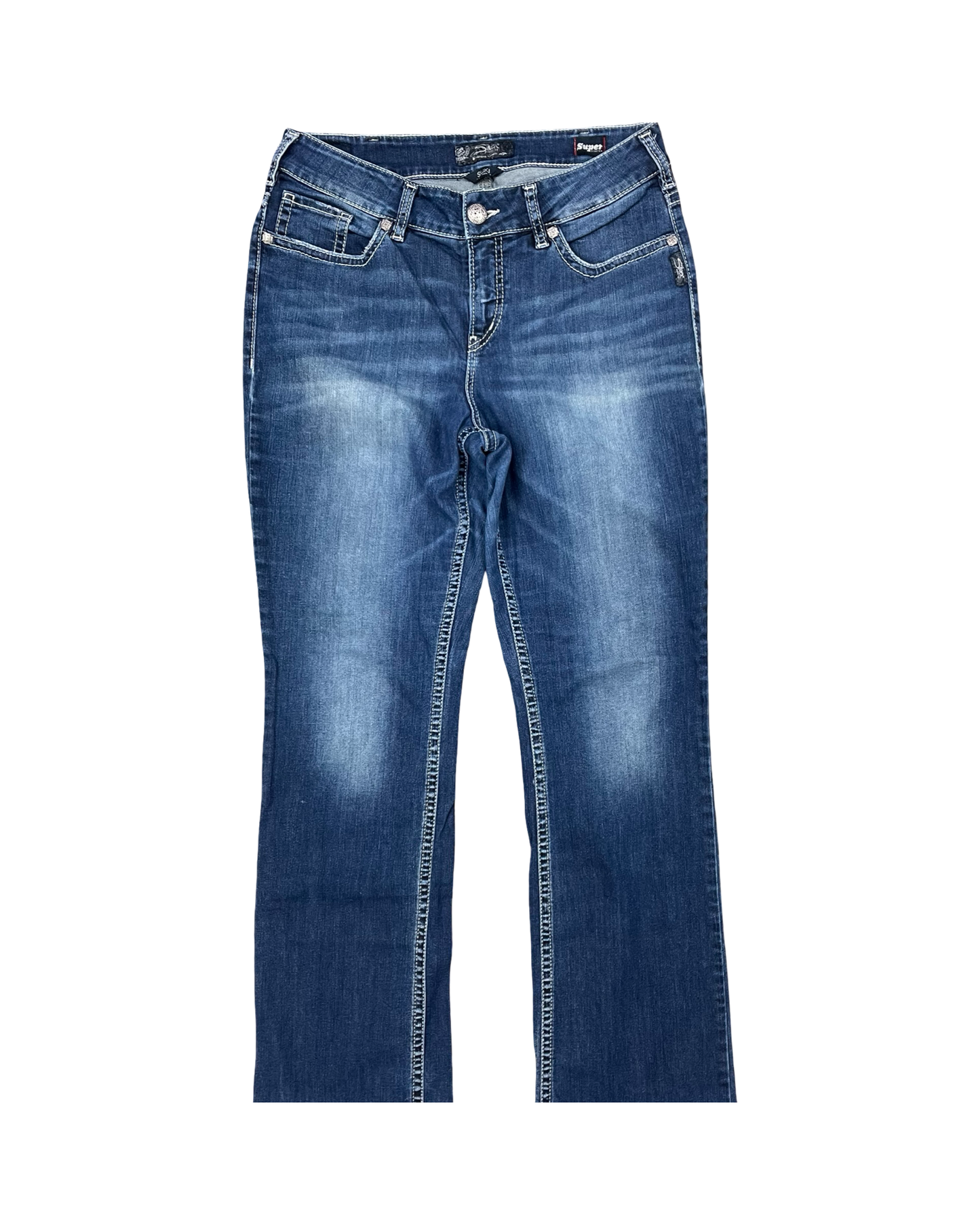 Jeans Boot Cut By Silver In Blue Denim, Size:14