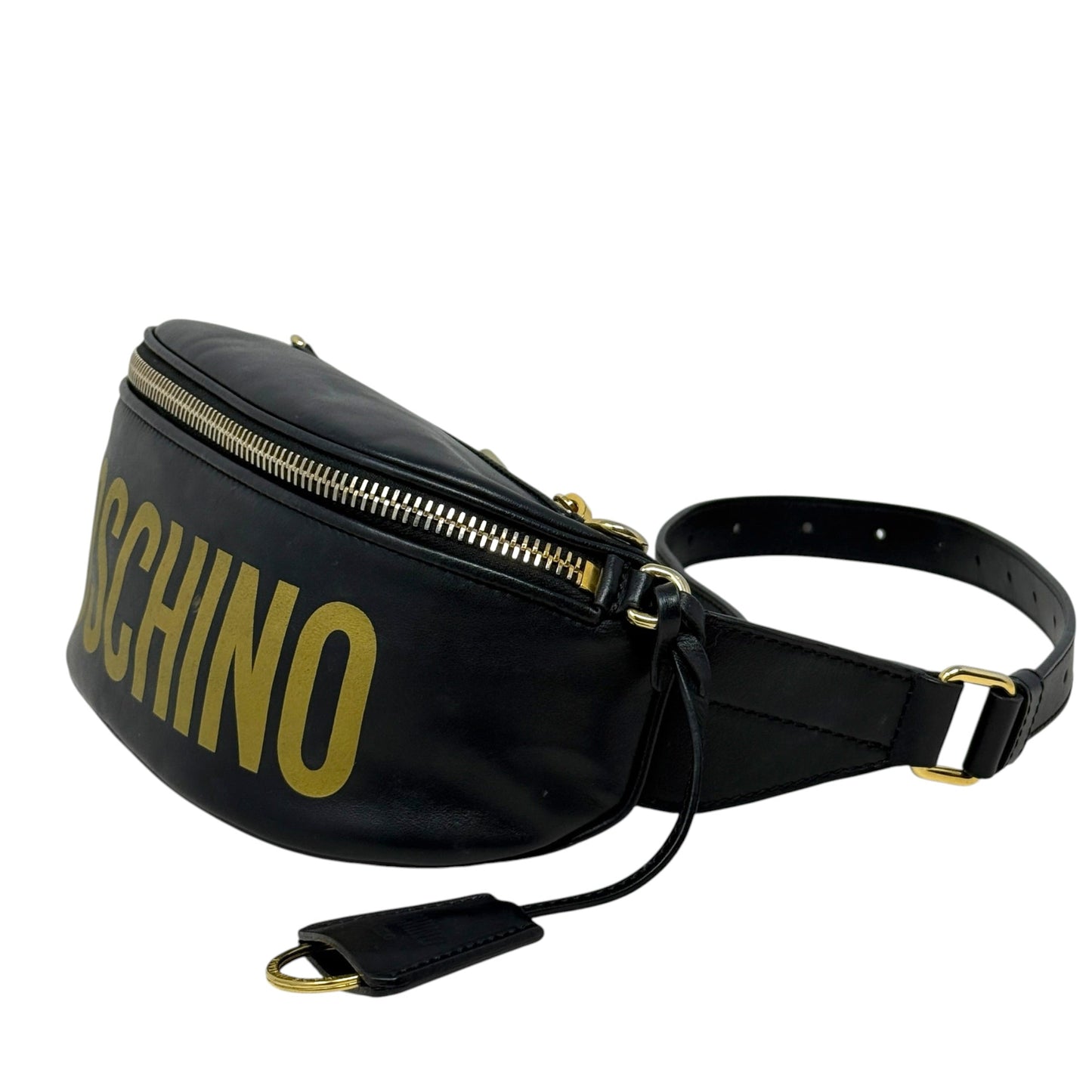 Logo Leather Belt Bag Luxury Designer By Moschino, Size: Medium