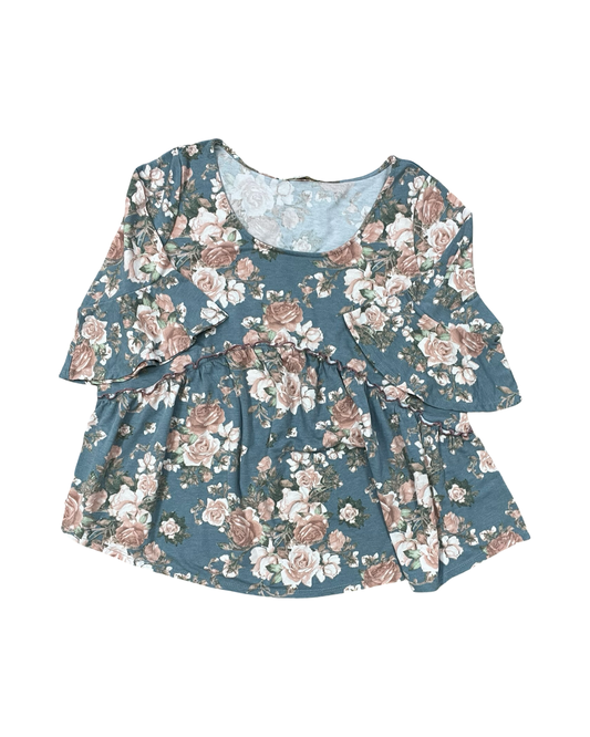 Top 3/4 Sleeve By Emerald In Blue, Size:2X