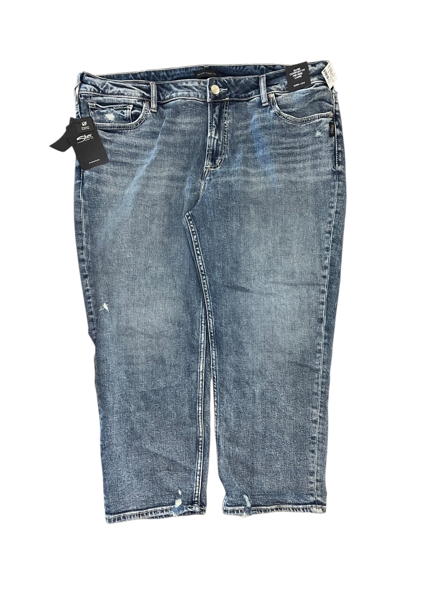 Jeans Cropped By Silver In Blue Denim, Size:18