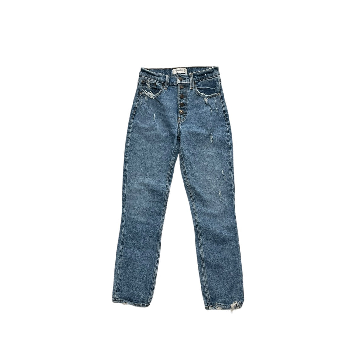 Jeans Straight By Abercrombie And Fitch In Blue Denim, Size:0