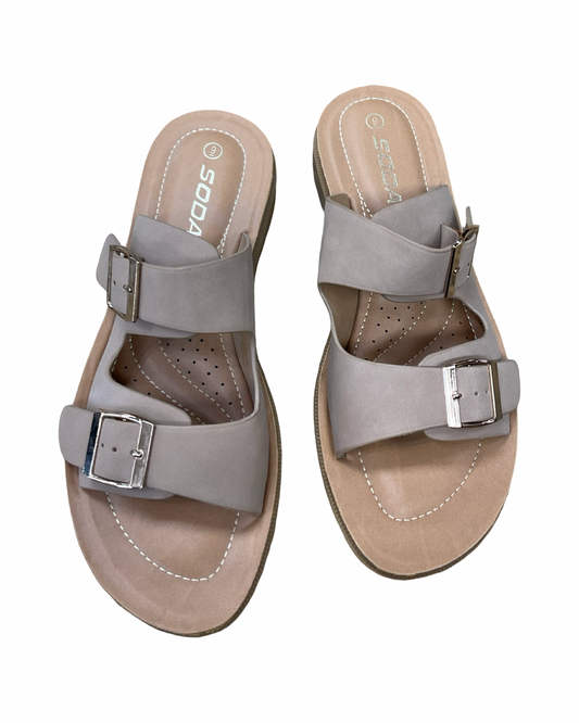Sandals Flats By Soda In Beige, Size:9