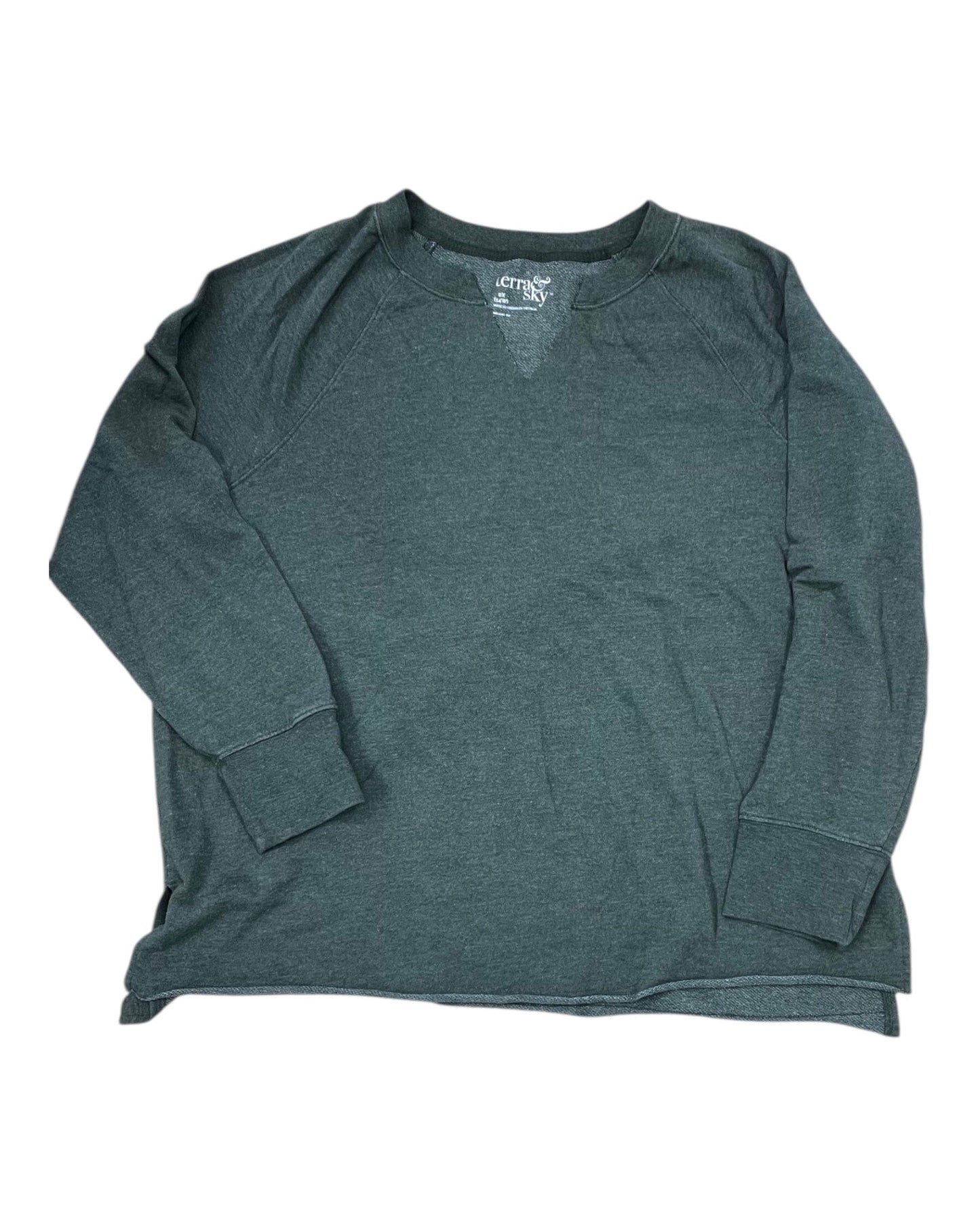 Sweatshirt Crewneck By Terra & Sky In Green, Size:Xl