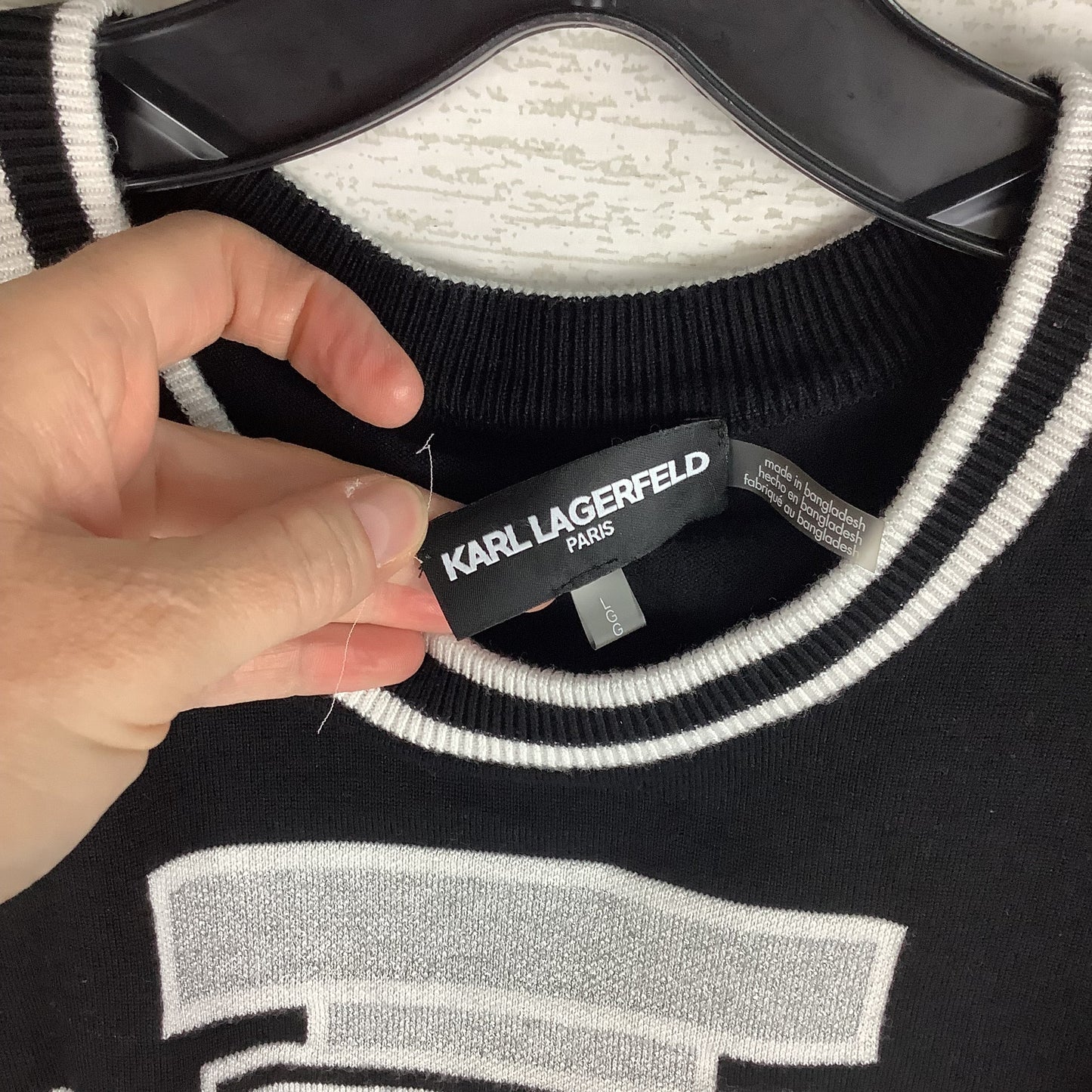 Sweater Designer By Karl Lagerfeld In Black, Size: L