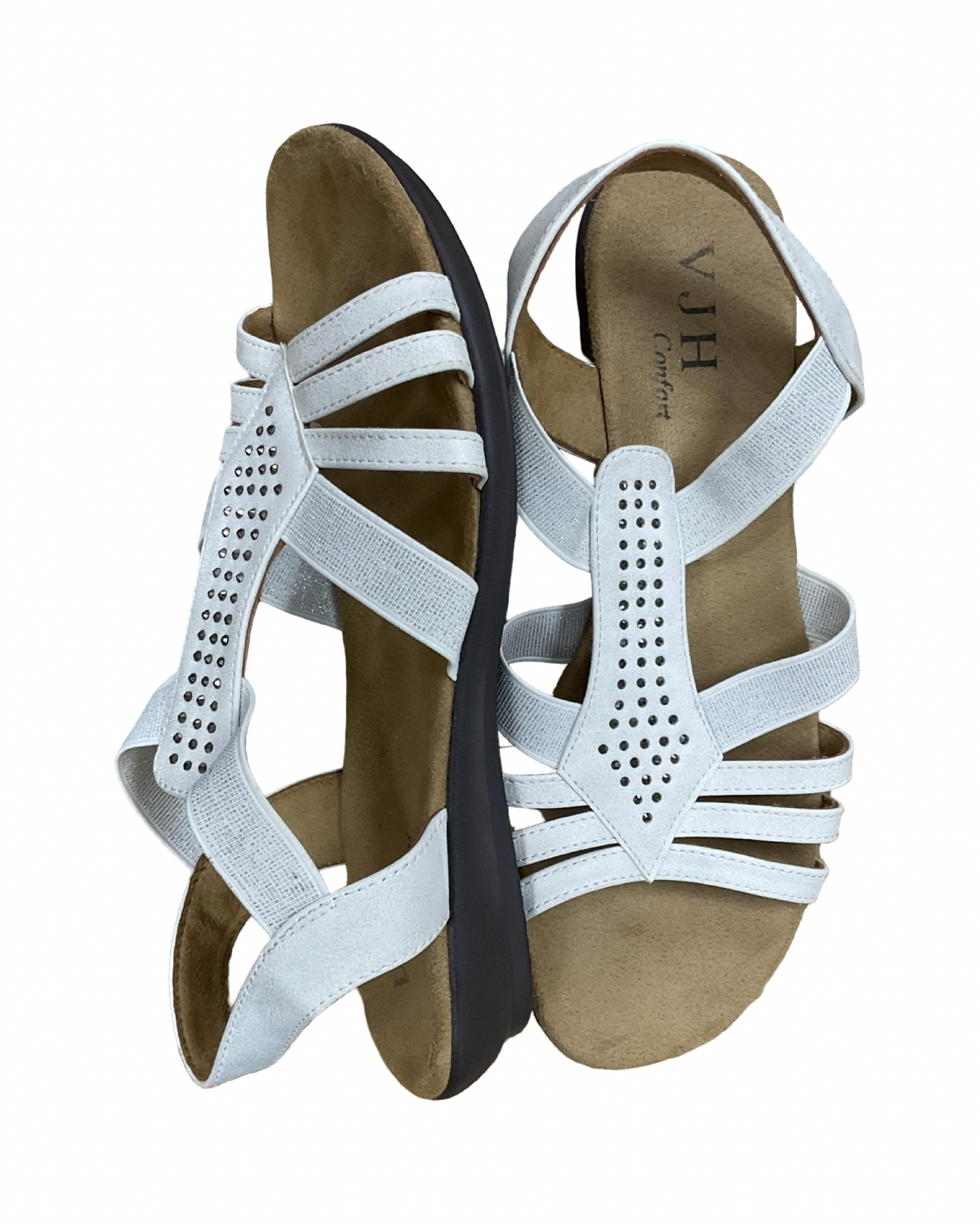 Sandals Flats By Clothes Mentor In White, Size:9