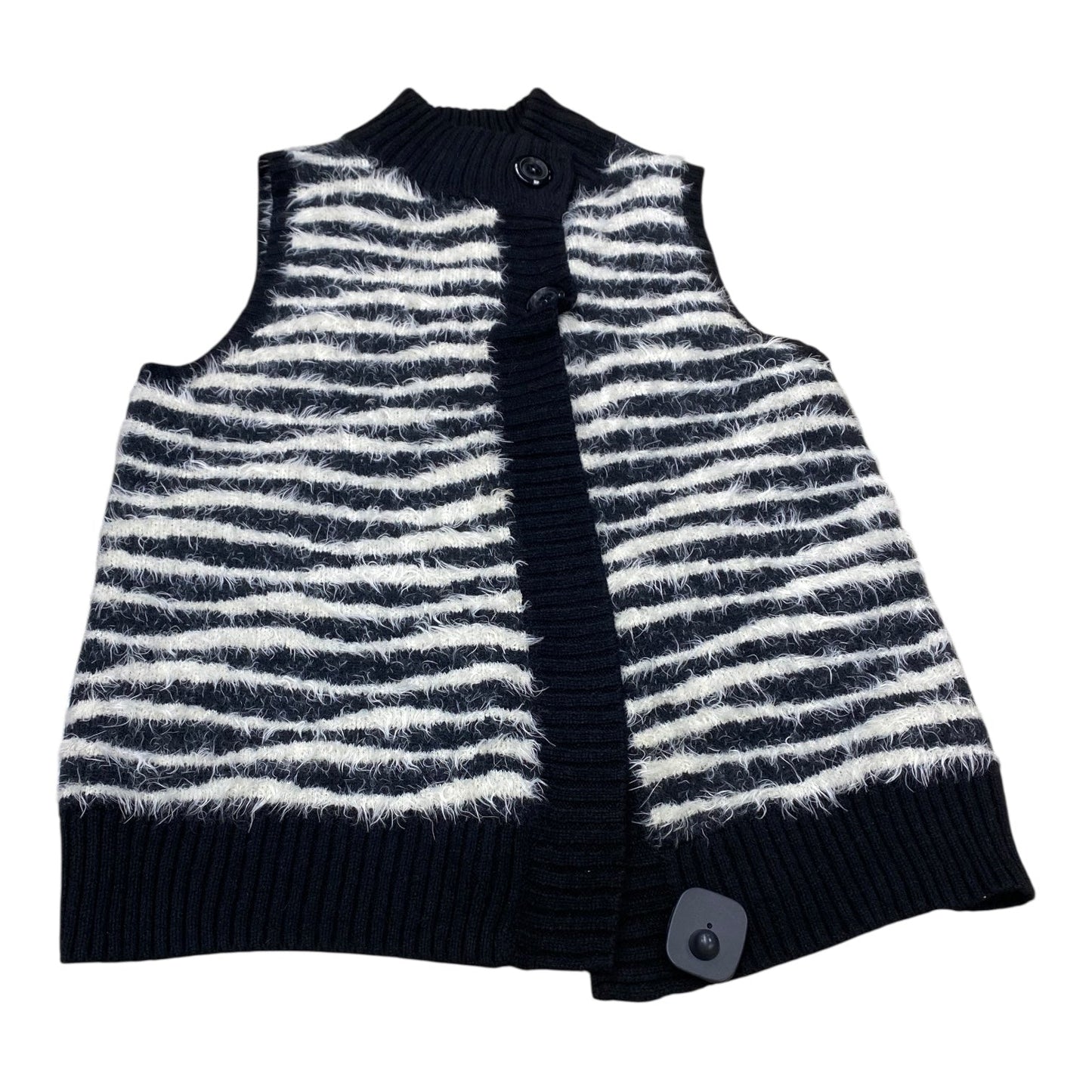 Vest Faux Fur & Sherpa By Chicos In Black & White, Size:M