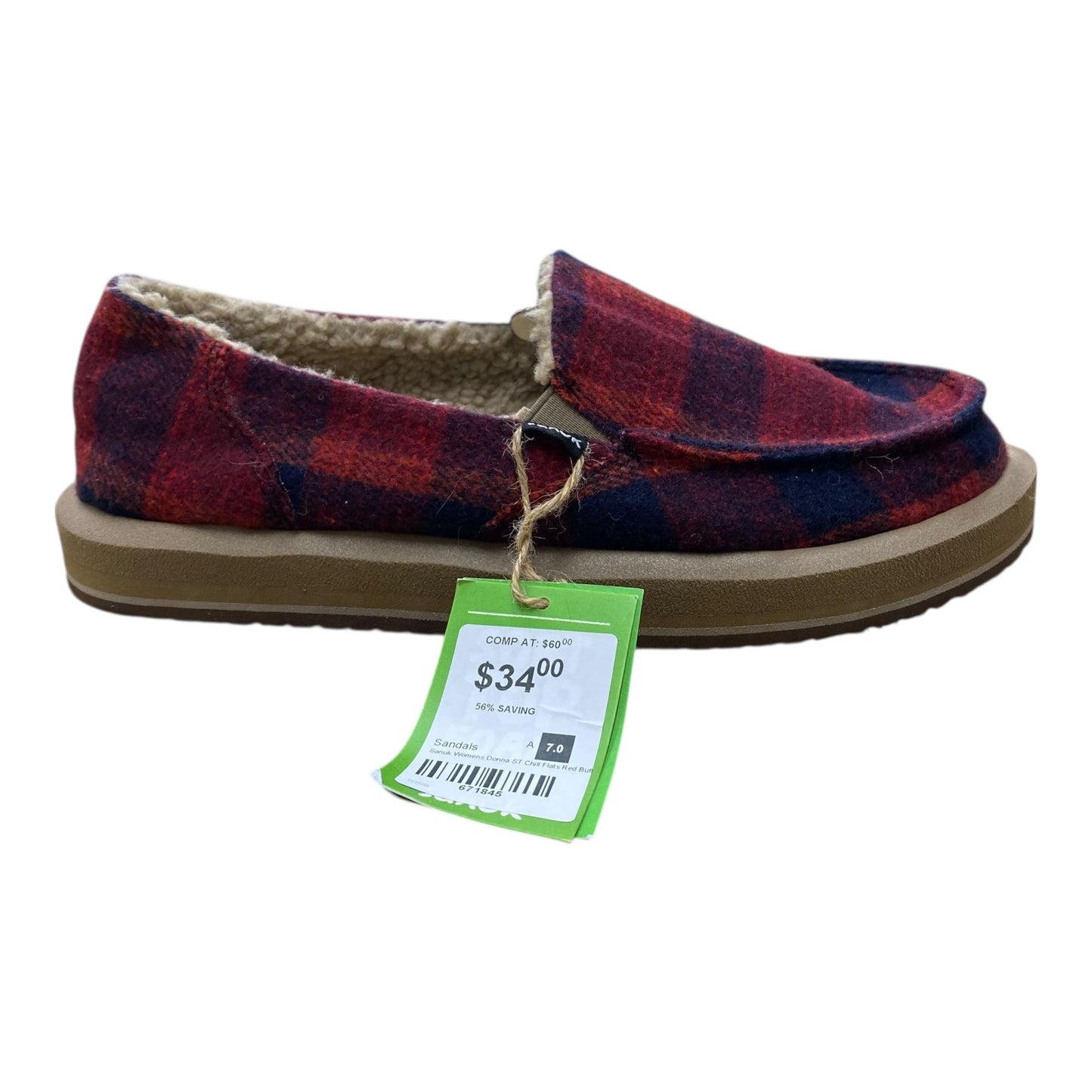 Slippers By Sanuk In Plaid Pattern, Size:7