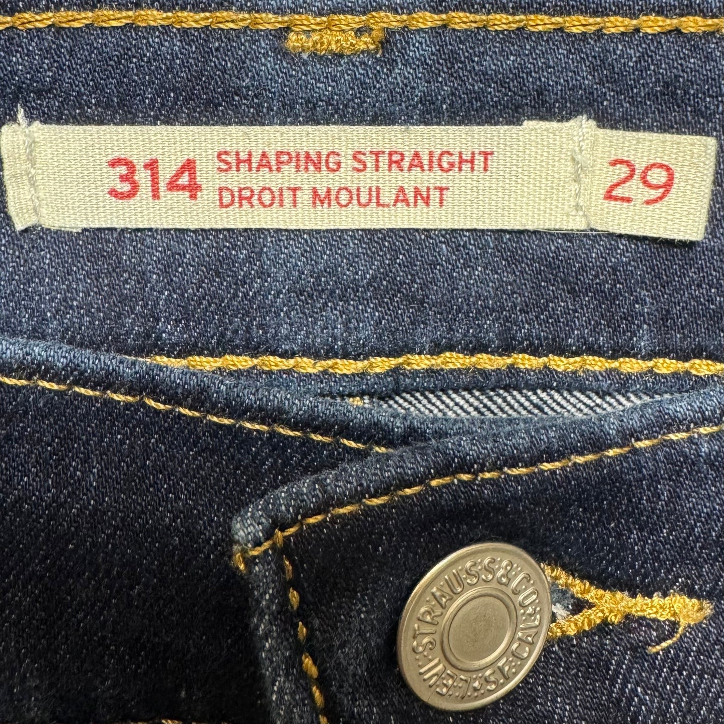 314 Shaping Straight Droit Moulant Jeans By Levis In Blue Denim, Size: 8/29