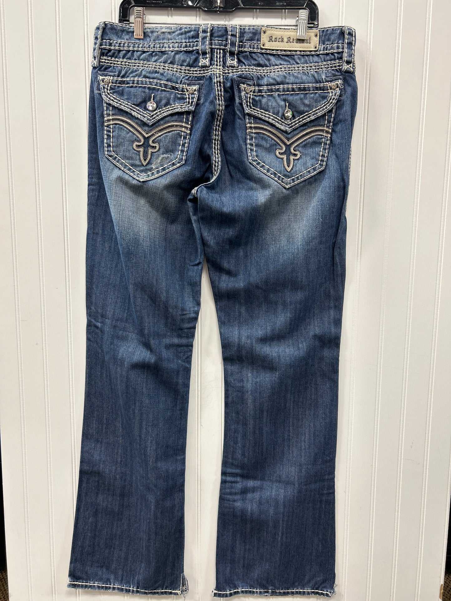 Jeans Boot Cut By Rock Revival In Blue Denim, Size:14