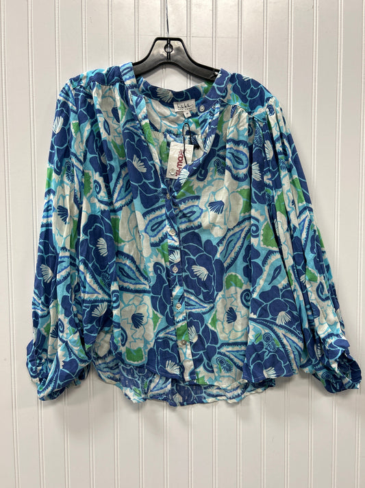 Blouse Ls By Nicole By Nicole Miller In Blue & Green, Size:M