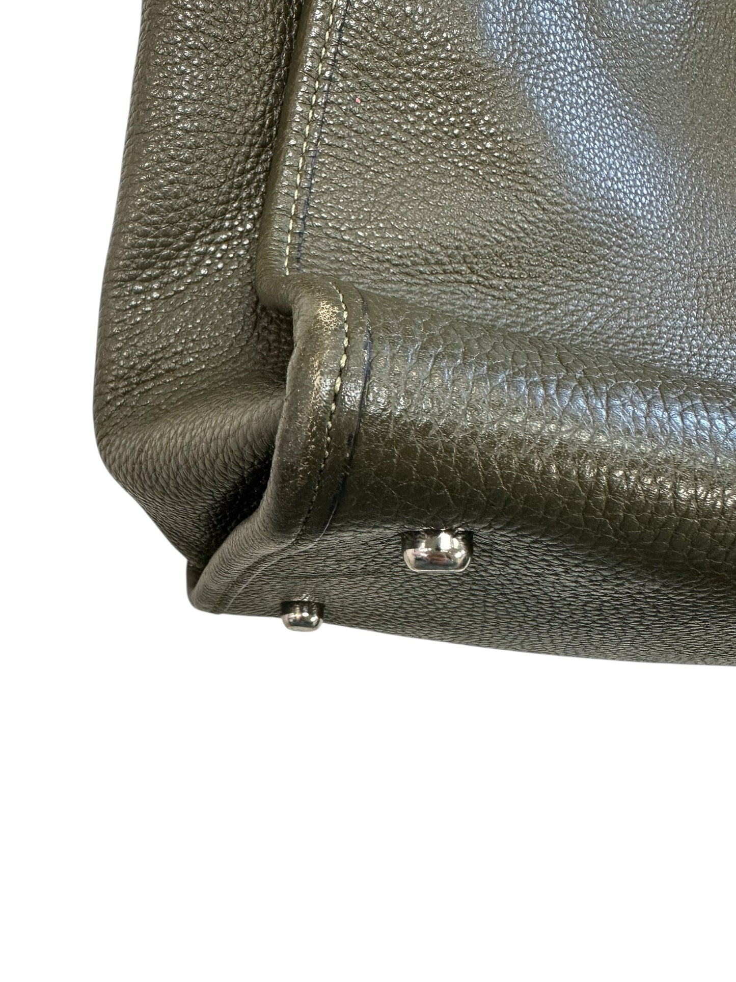 Handbag Designer By Coach In Green & Silver, Size:Medium