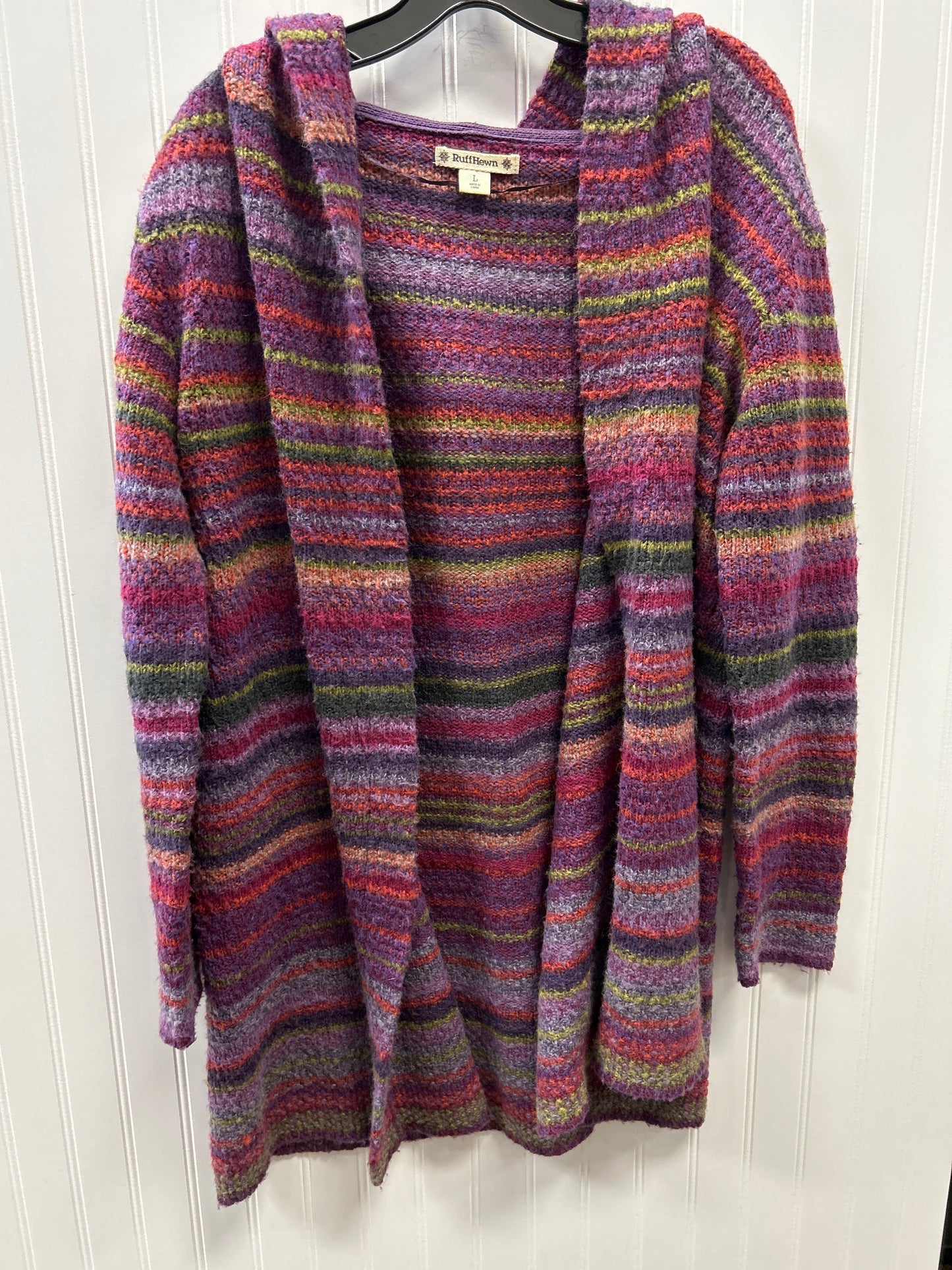 Sweater Cardigan By Ruff Hewn In Purple, Size:L