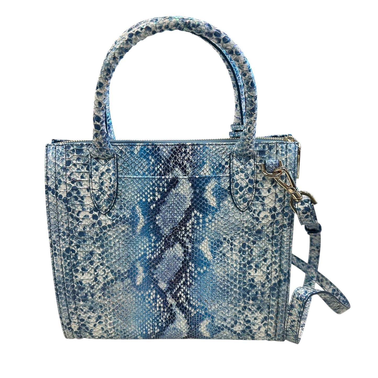 Handbag Designer By Brahmin In Blue & White, Size:Medium