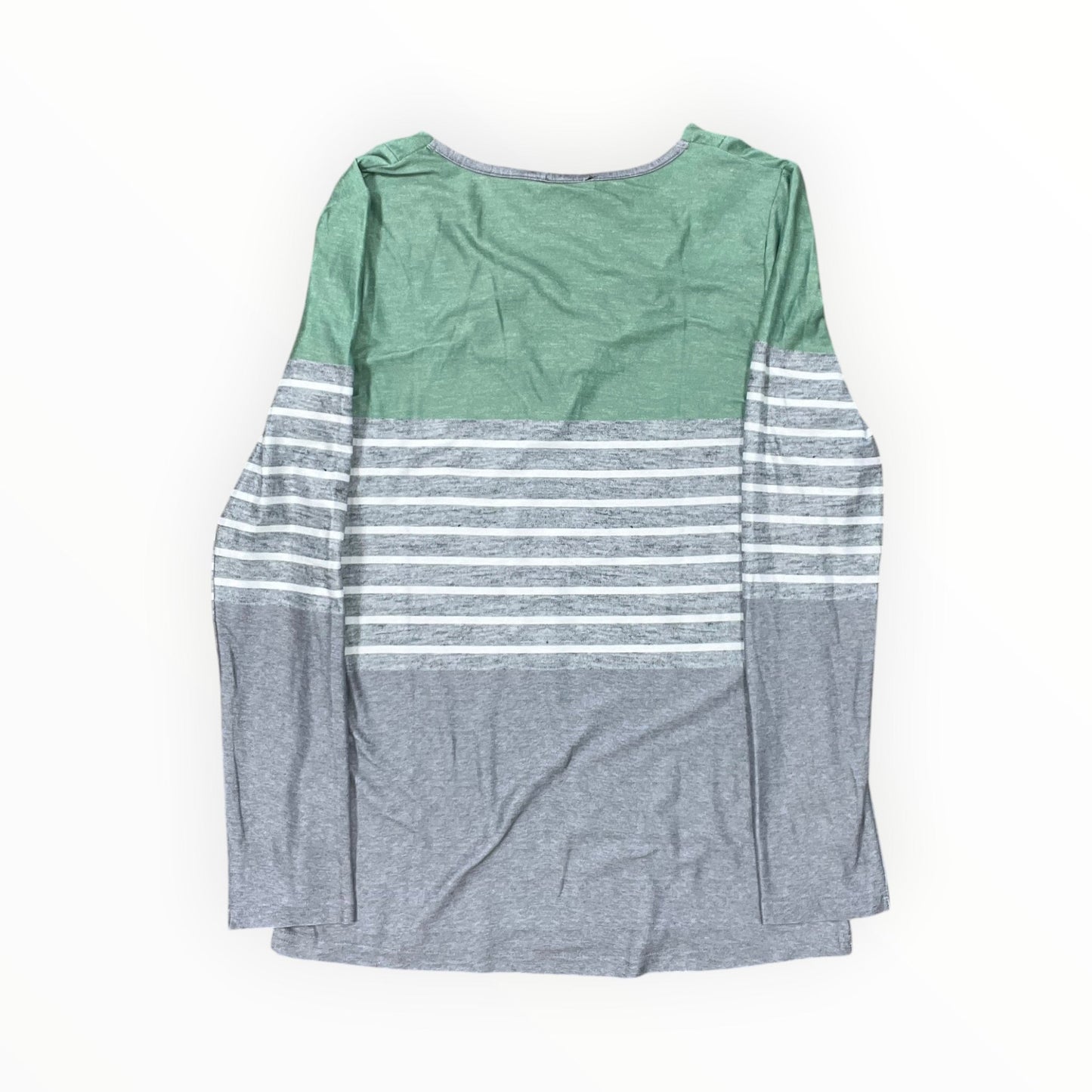 Top Ls By Clothes Mentor In Green & Grey, Size:M