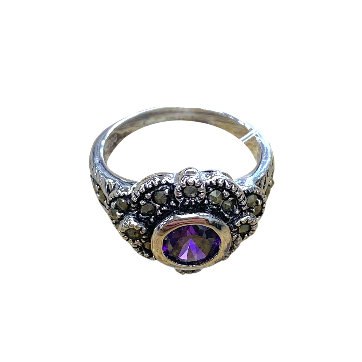 Ring Statement By Cmc In Purple & Silver, Size:8