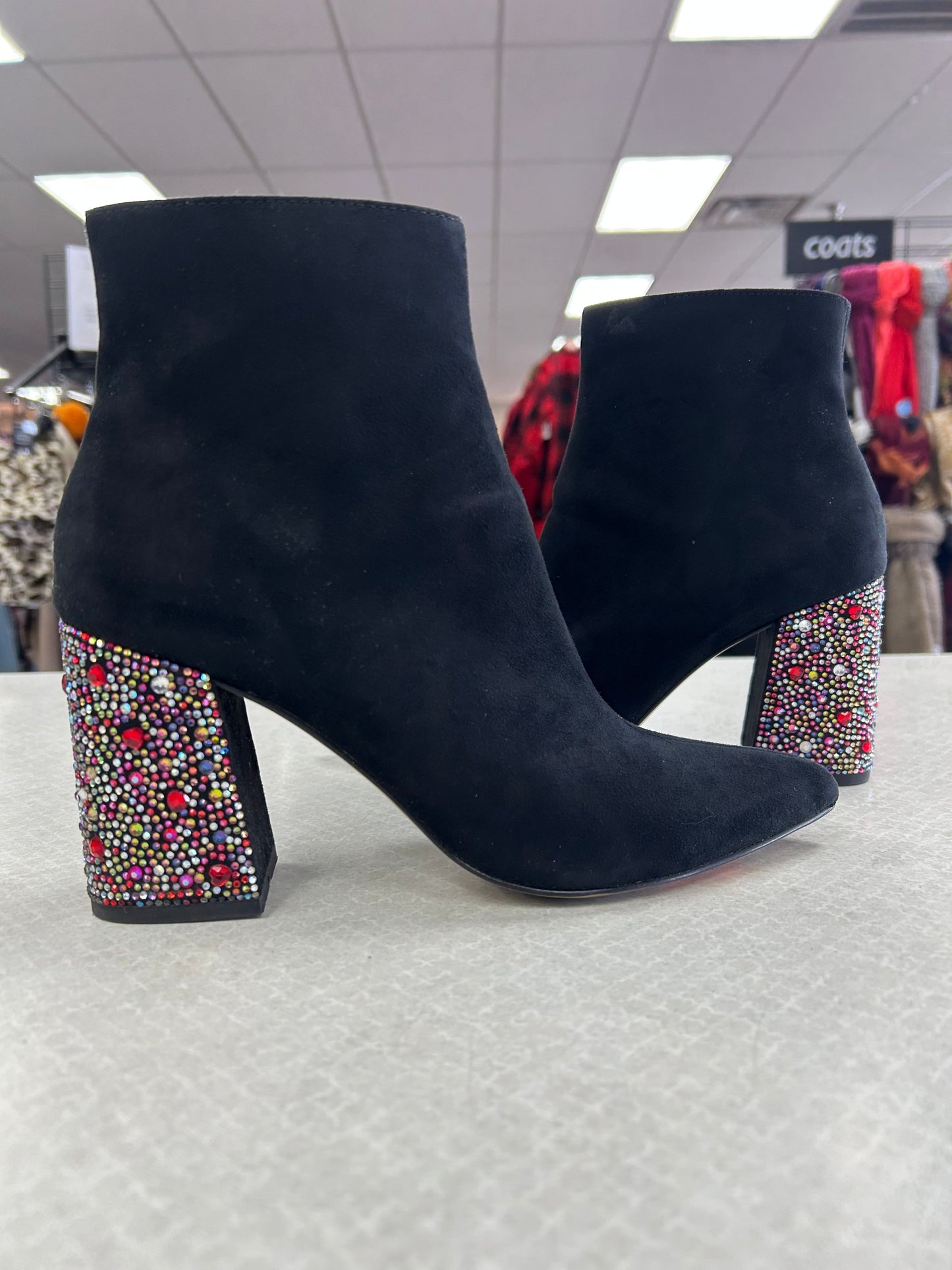 Boots Ankle Heels By Betsey Johnson In Black, Size:7.5