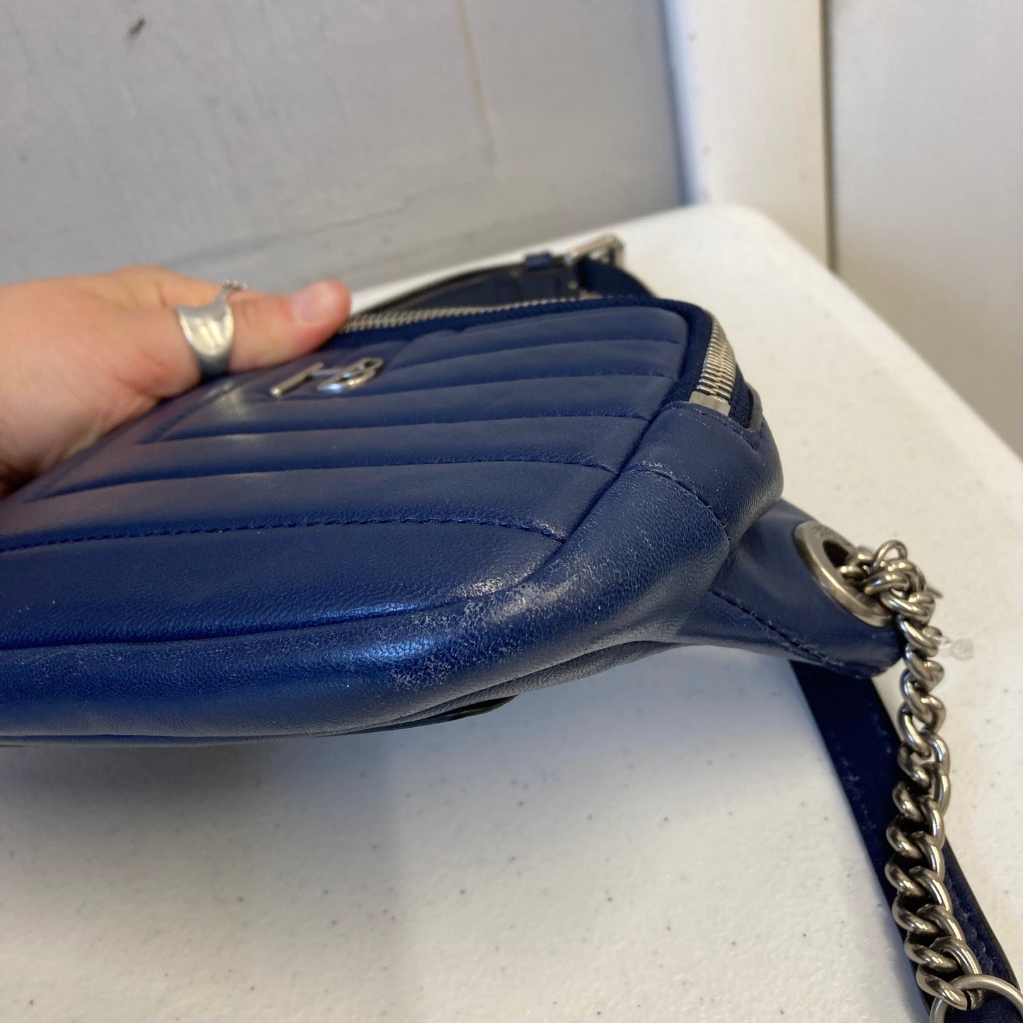 Belt Bag Leather By Henri Bendel In Blue, Size:Small