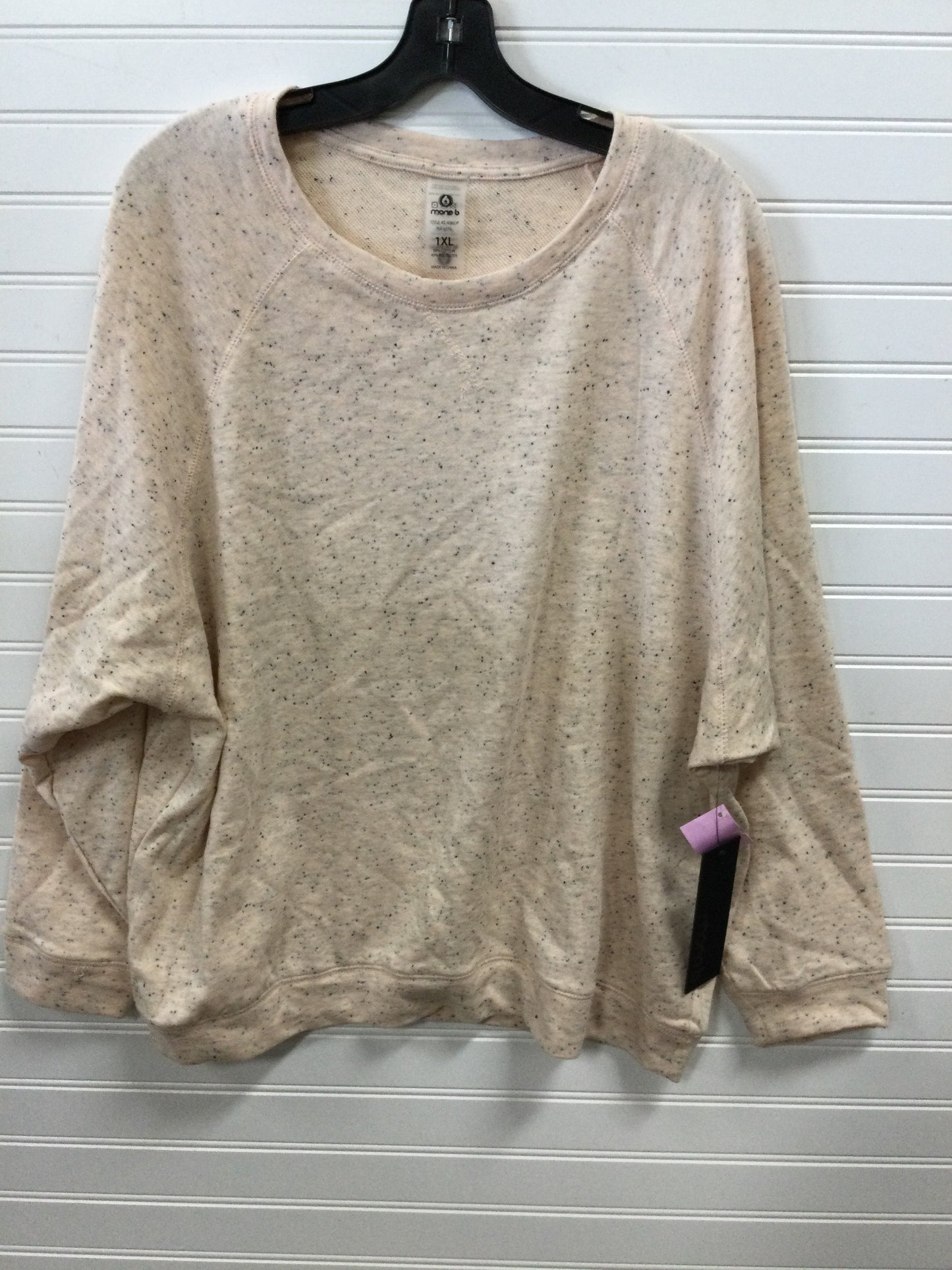 Athletic Sweatshirt Crewneck By Mono B In Peach, Size:1X