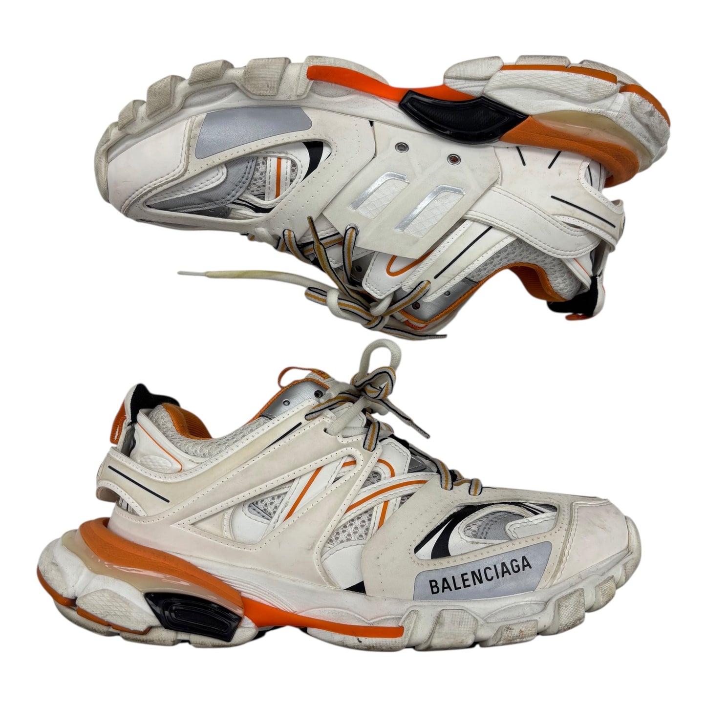 Shoes Luxury Designer By Balenciaga In Orange & White, Size:9.5