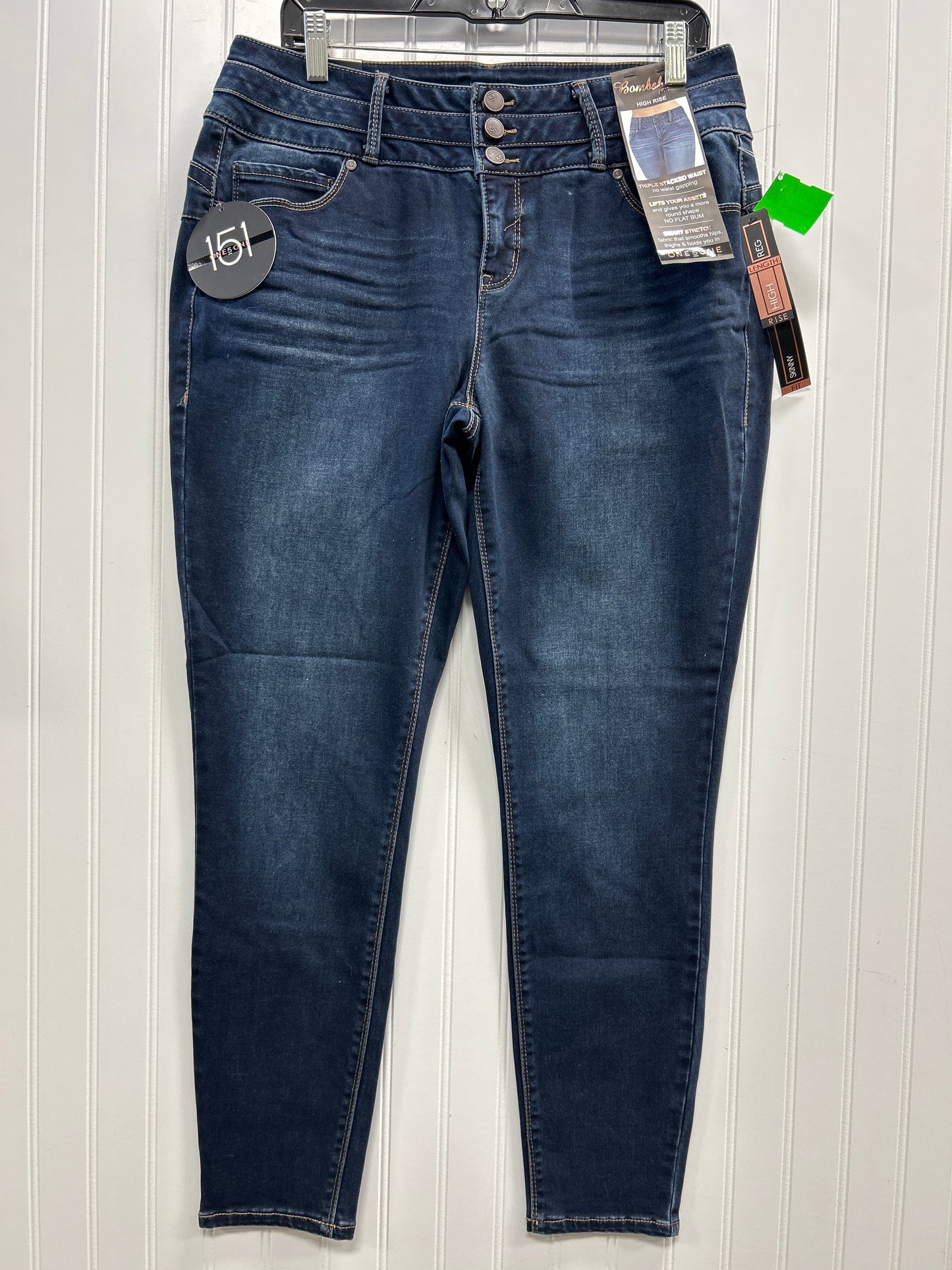 Jeans Skinny By One 5 One In Blue Denim, Size:14