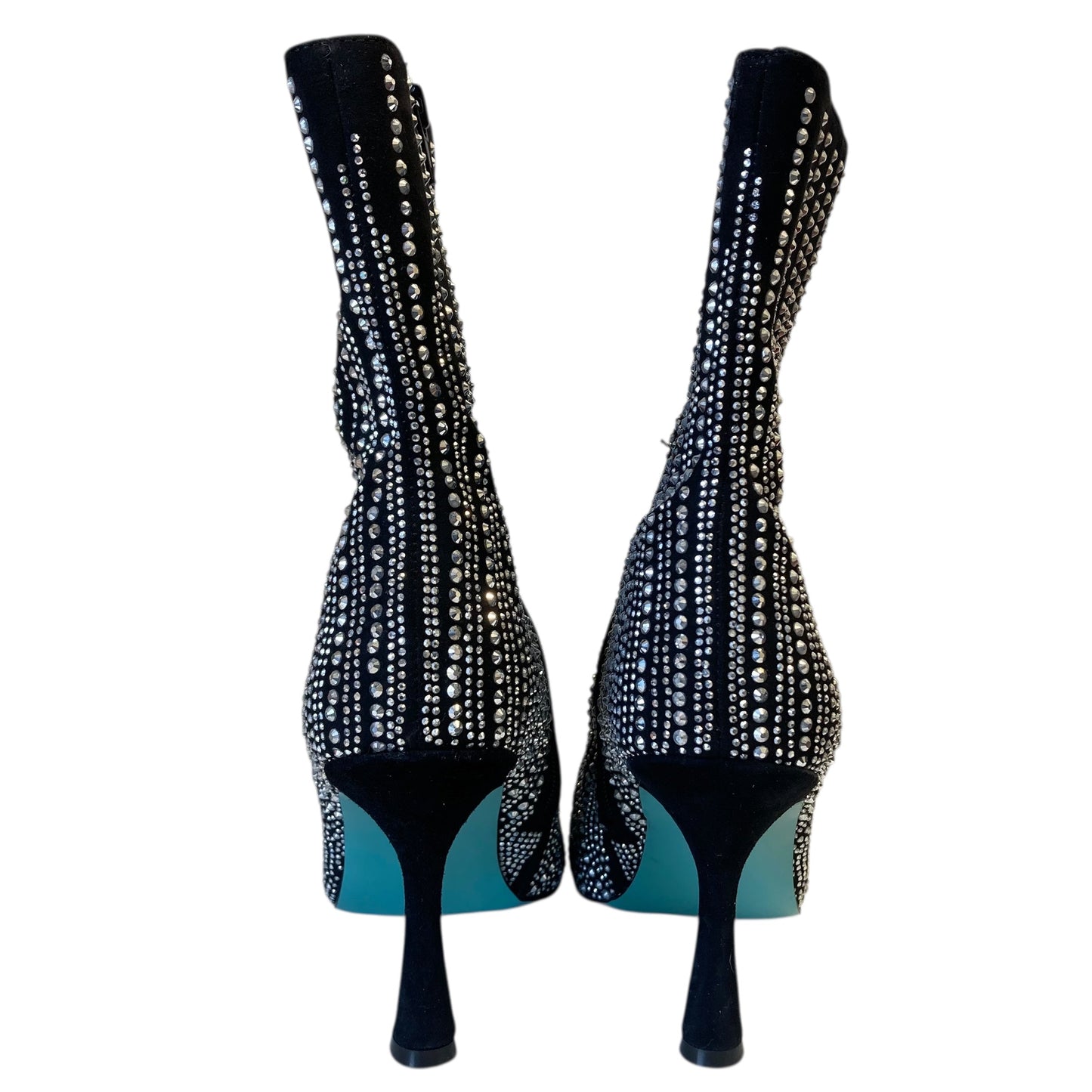 Boots Ankle Heels By Betsey Johnson In Black & Silver, Size:9.5