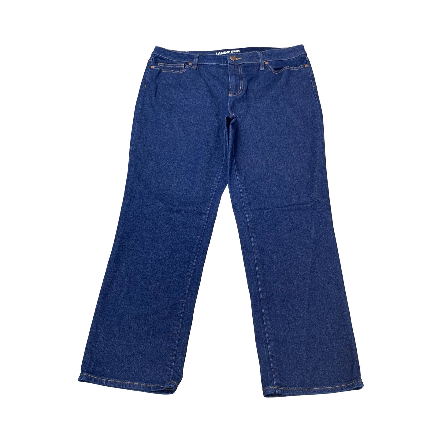 Jeans Straight By Lands End In Blue Denim, Size:16