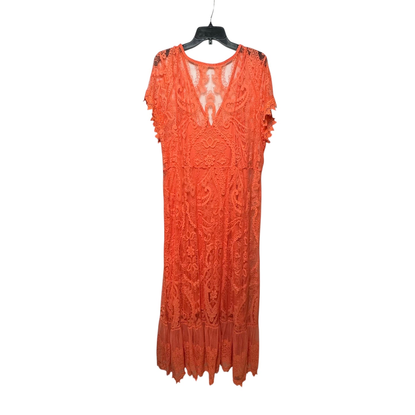 Lace Button Front Skate Dress  By Torrid In Coral, Size: 3x