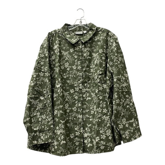 Blouse Ls By Joan Rivers In Green & White, Size:3X