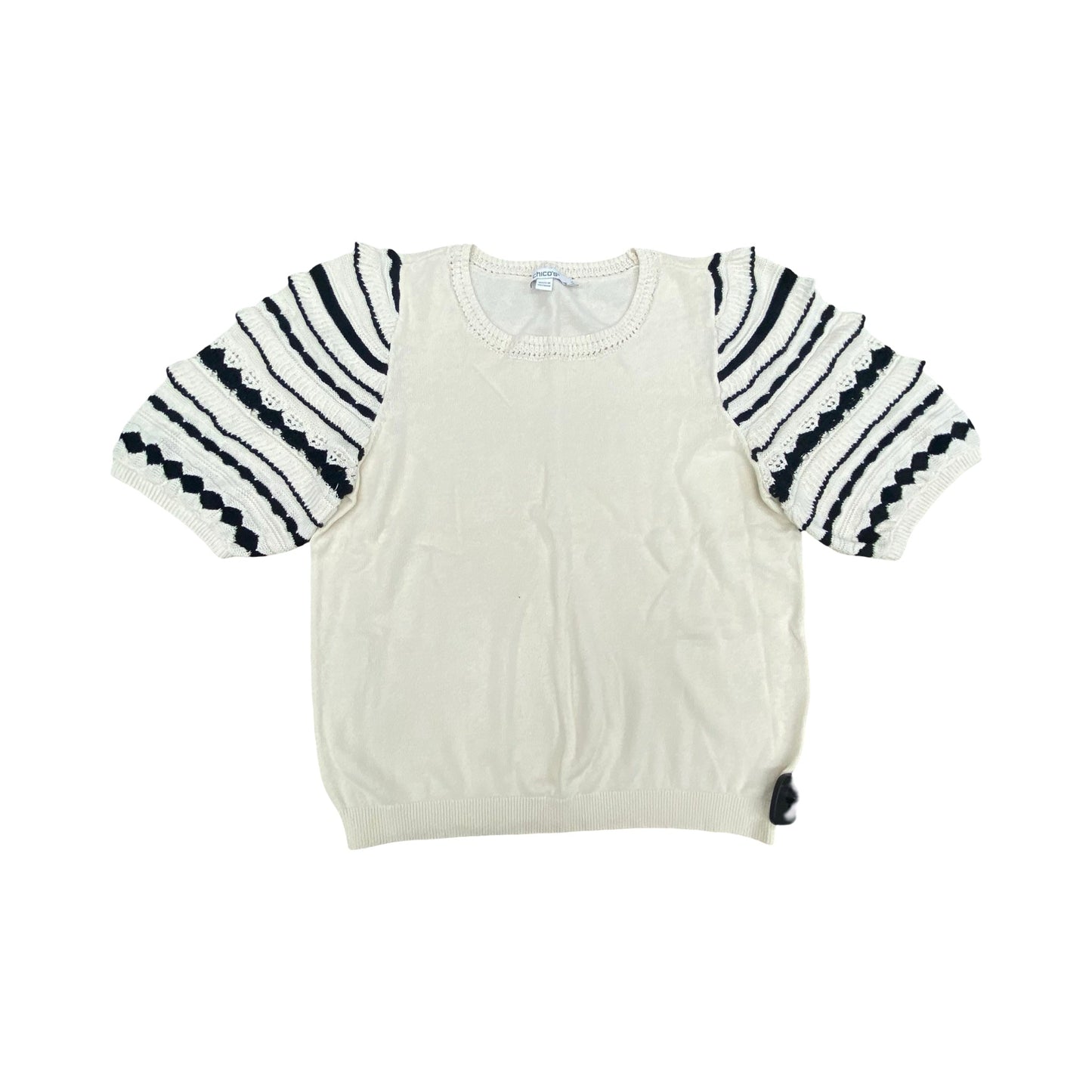 Sweater Ss By Chicos In Black & Cream, Size:M